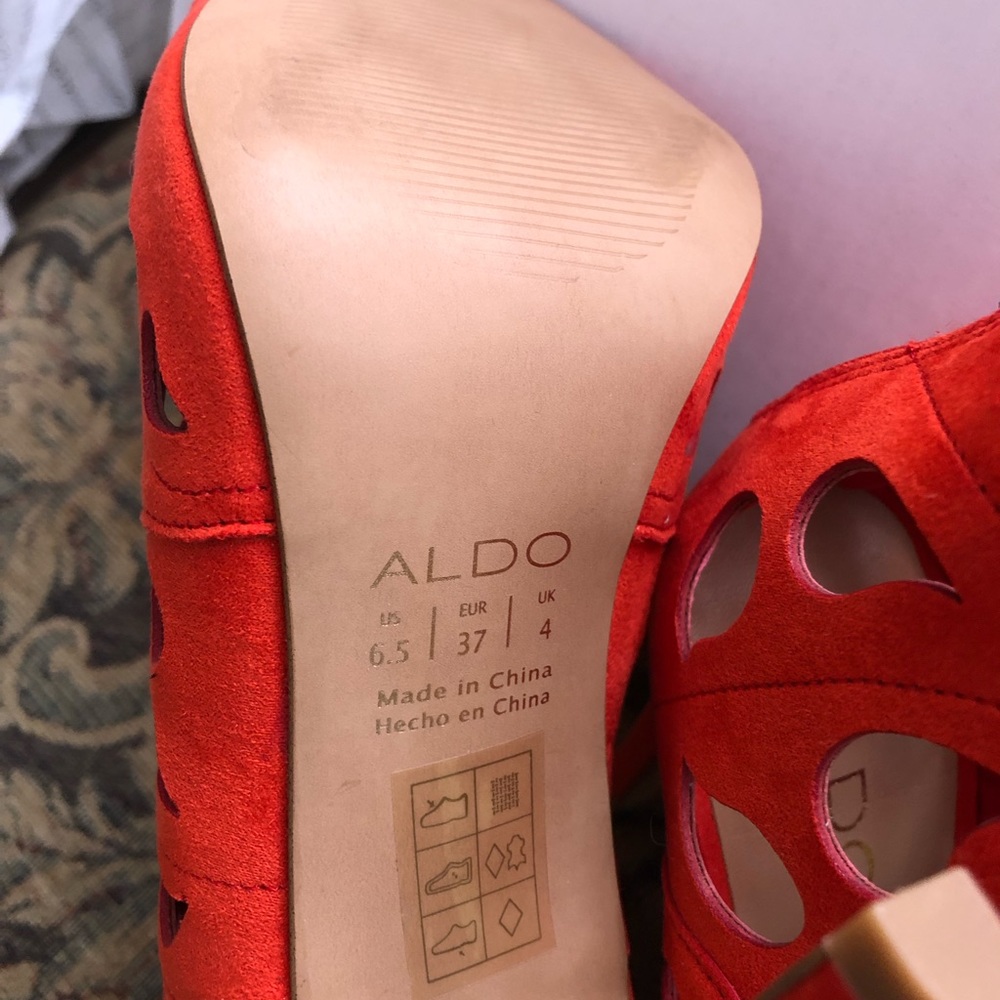 Aldo orange 4 inches heels sandals, leather material
